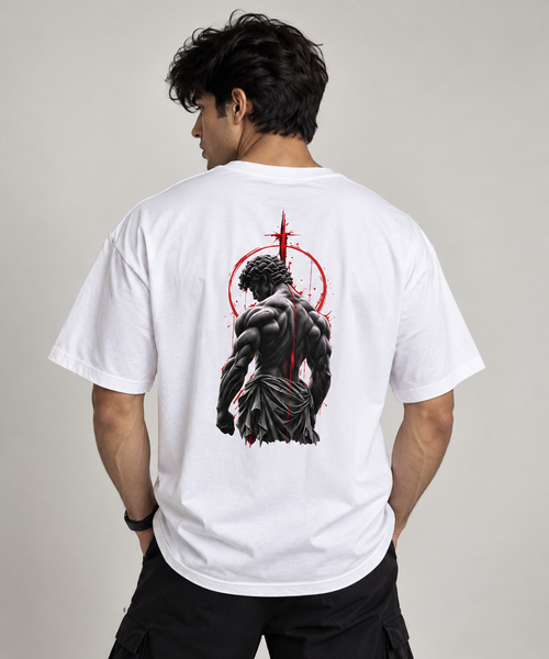 Darebite Discipline Builds Freedom white unisex T-shirt back view model