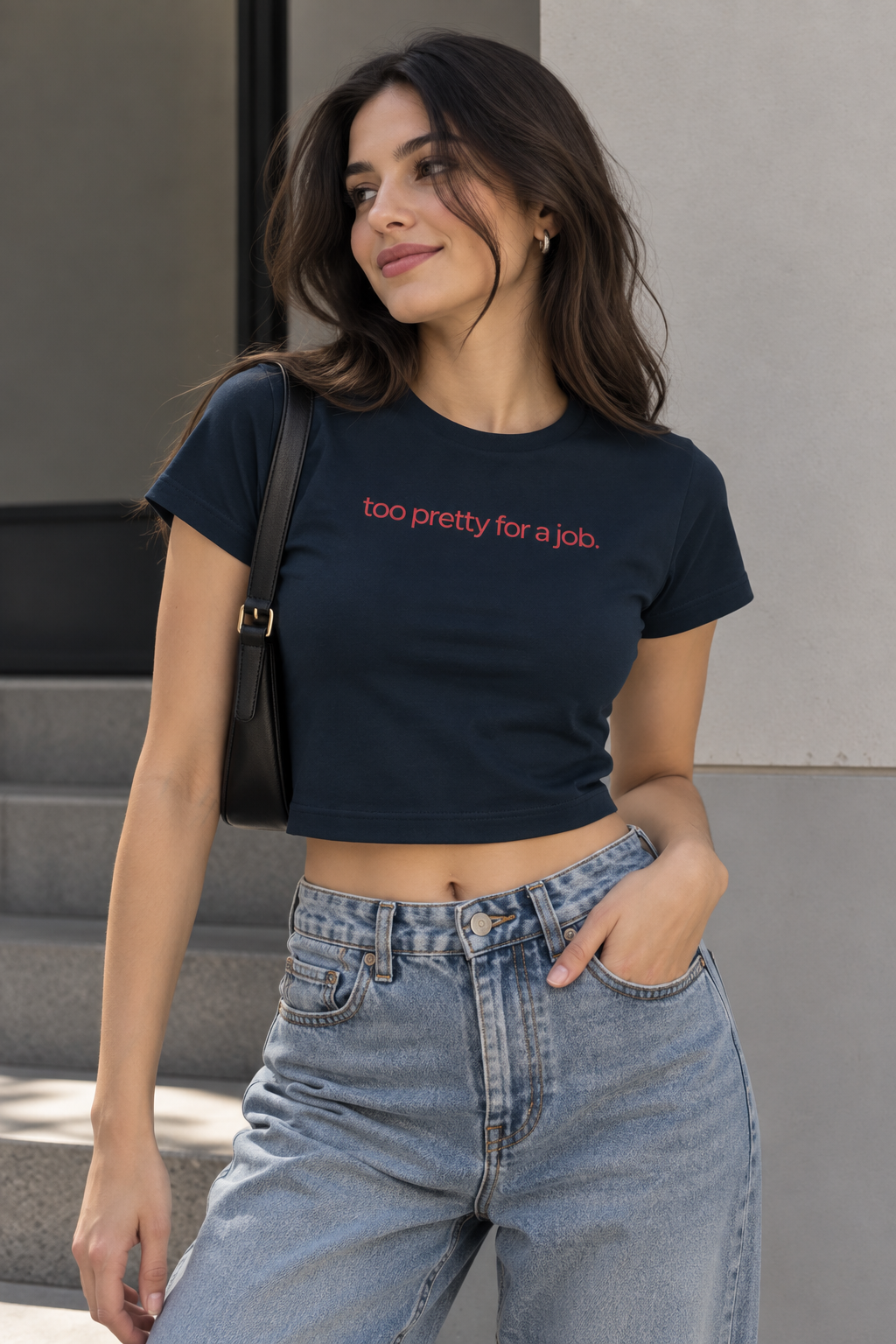 Too Pretty For A Job Baby Tee – Women's Baby Tee