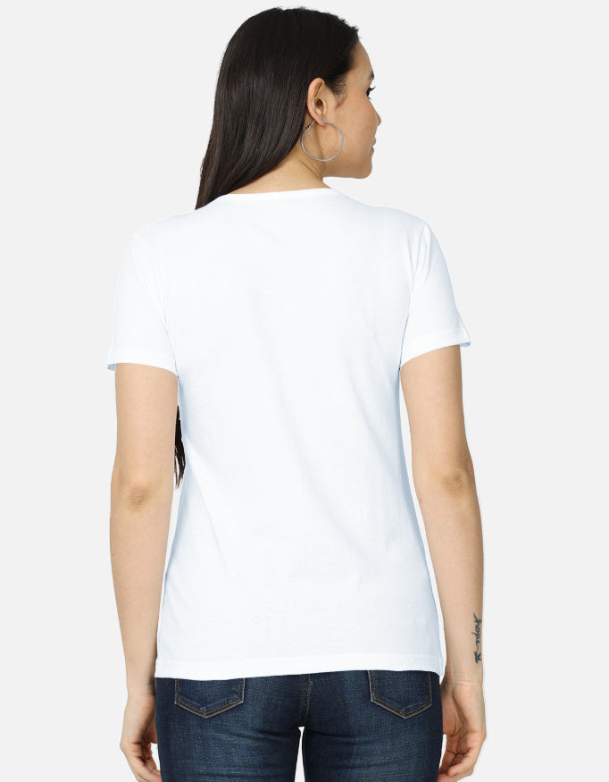 Darebite white women's T-shirt with colorful Choose Kindness floral graphic print back