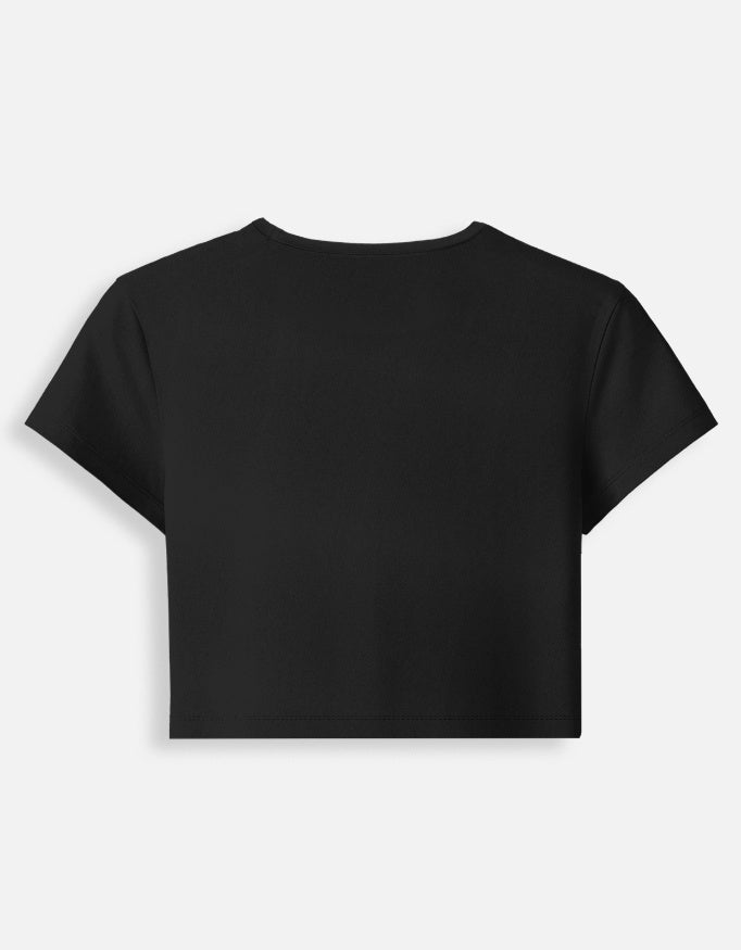 Black cropped Badass Girls Club women's graphic t-shirt