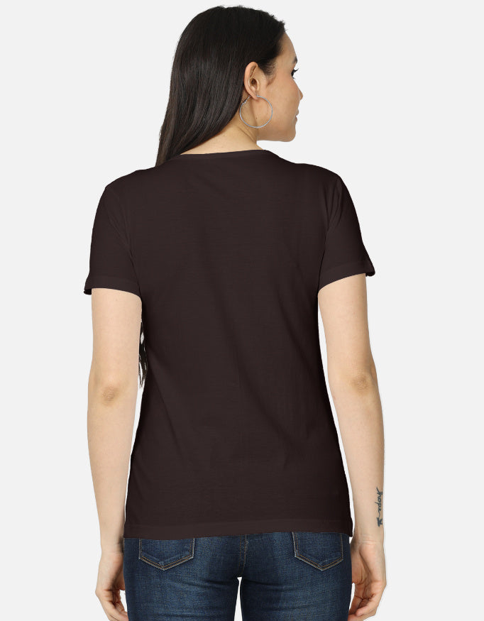 Darebite brown women's T-shirt with colorful Choose Kindness floral graphic print back