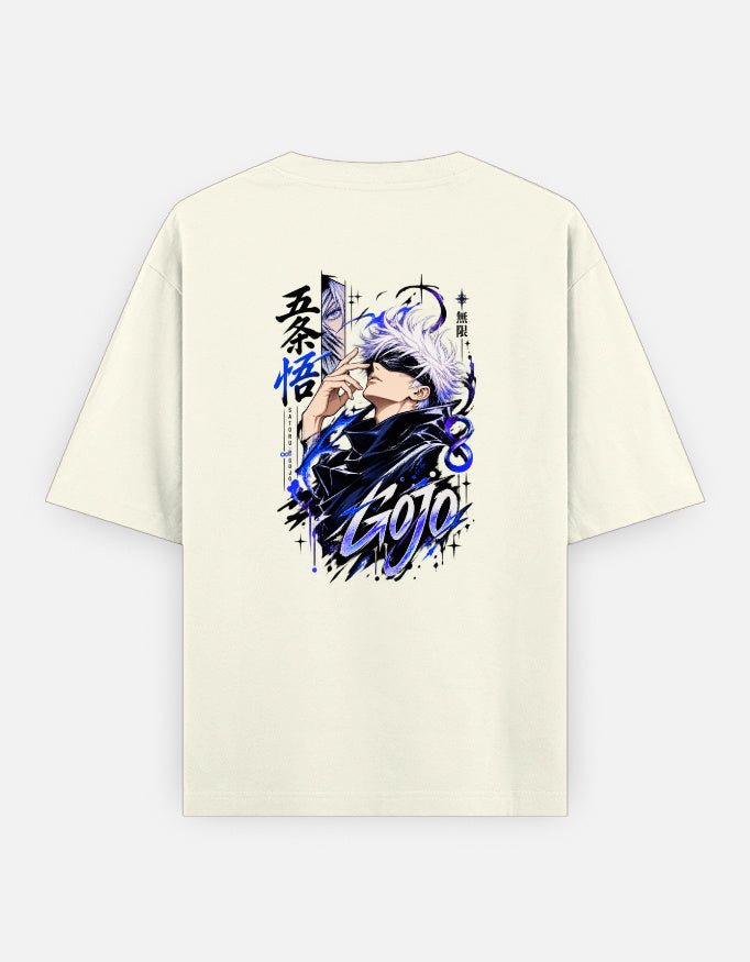 Gojo off white front anime tshirt oversized