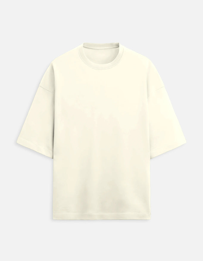 Cream-colored t-shirt on a light gray background