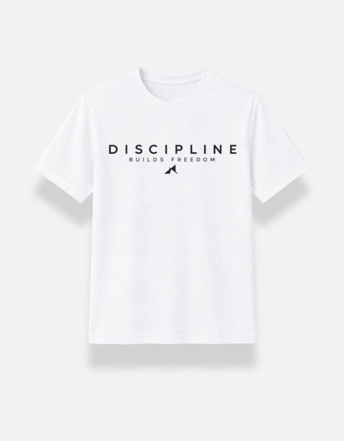Darebite Discipline Builds Freedom white unisex T-shirt front view