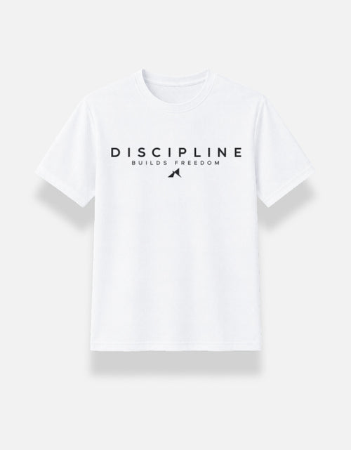 Darebite Discipline Builds Freedom white unisex T-shirt front view