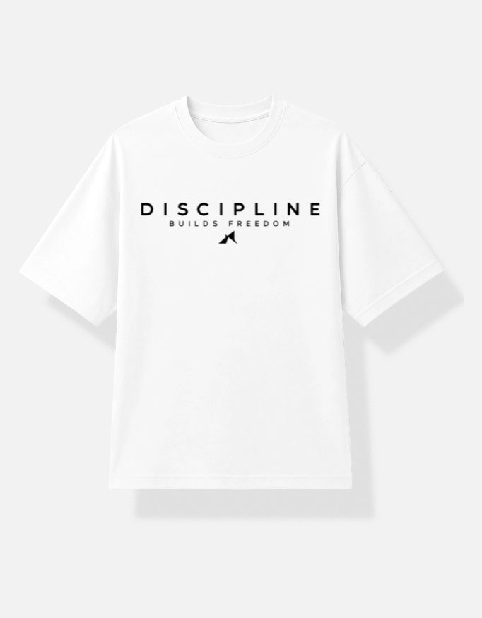 Darebite Discipline Builds Freedom white unisex T-shirt front view