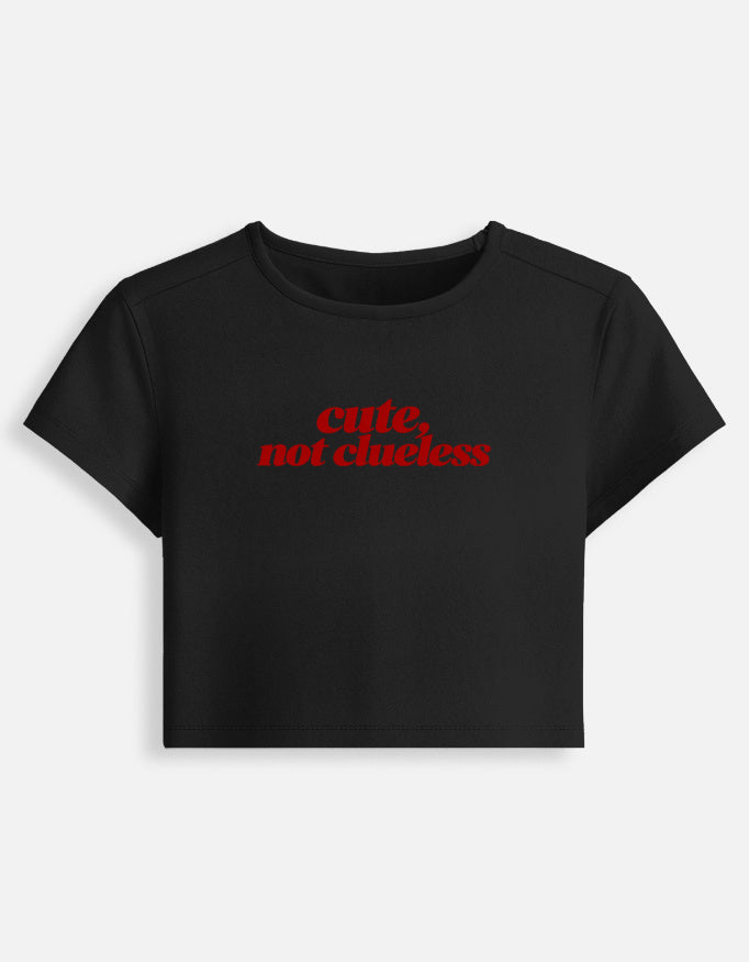 Black t-shirt with text on a white background