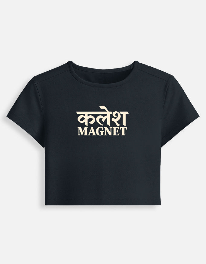 Darebite white Kalesh Magnet baby tee  darkblue with Hindi graphic