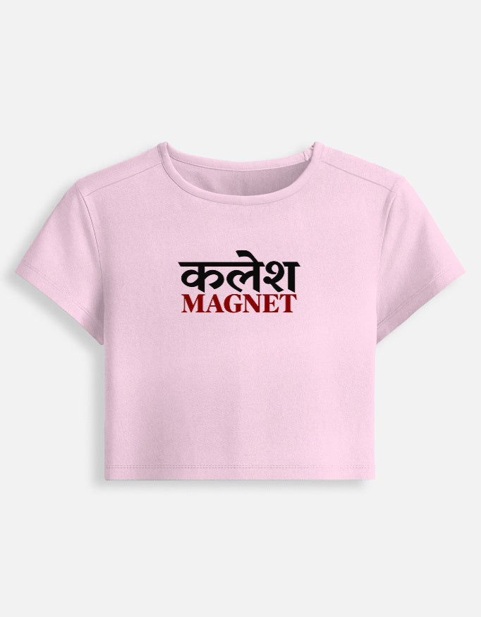 Darebite white Kalesh Magnet pink baby tee with Hindi graphic