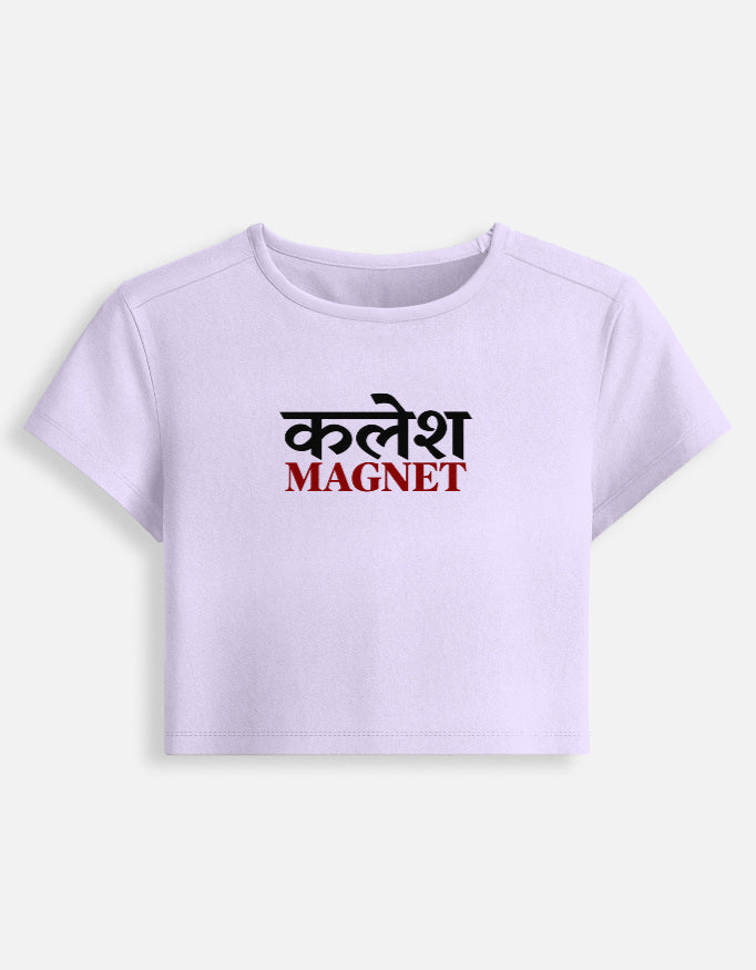 Darebite white Kalesh Magnet purple baby tee with Hindi graphic