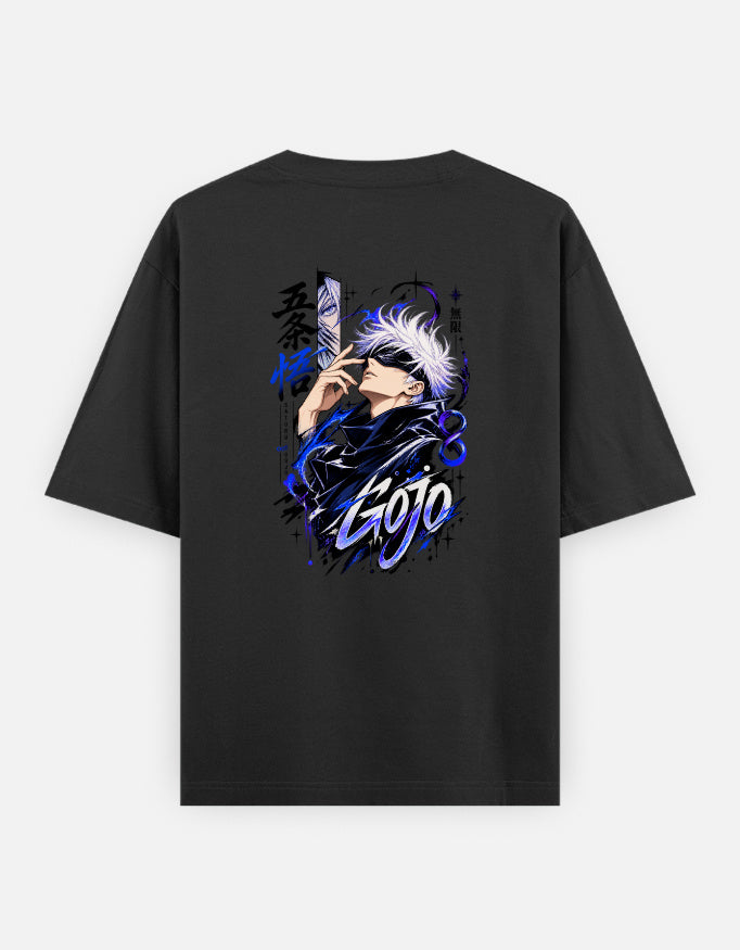 Gojo black front anime tshirt oversized