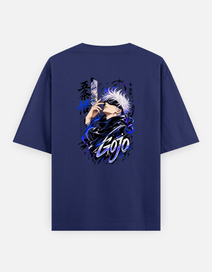 Gojo blue front anime tshirt oversized