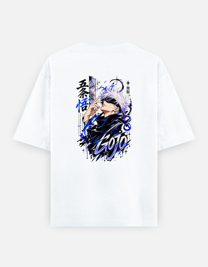 Gojo white front anime tshirt oversized