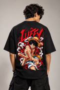 Luffy One Piece Oversized T-Shirt – Anime Graphic Streetwear Tee black