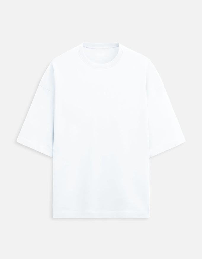 White t-shirt on a light gray background