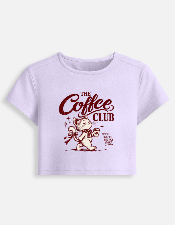 coffee club lavendar  baby tee front look
