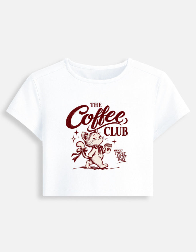 coffee club white baby tee front look
