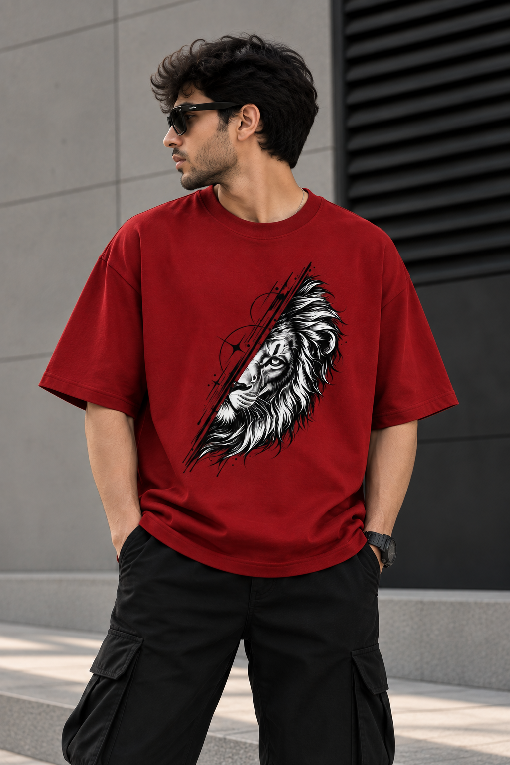 lion front red